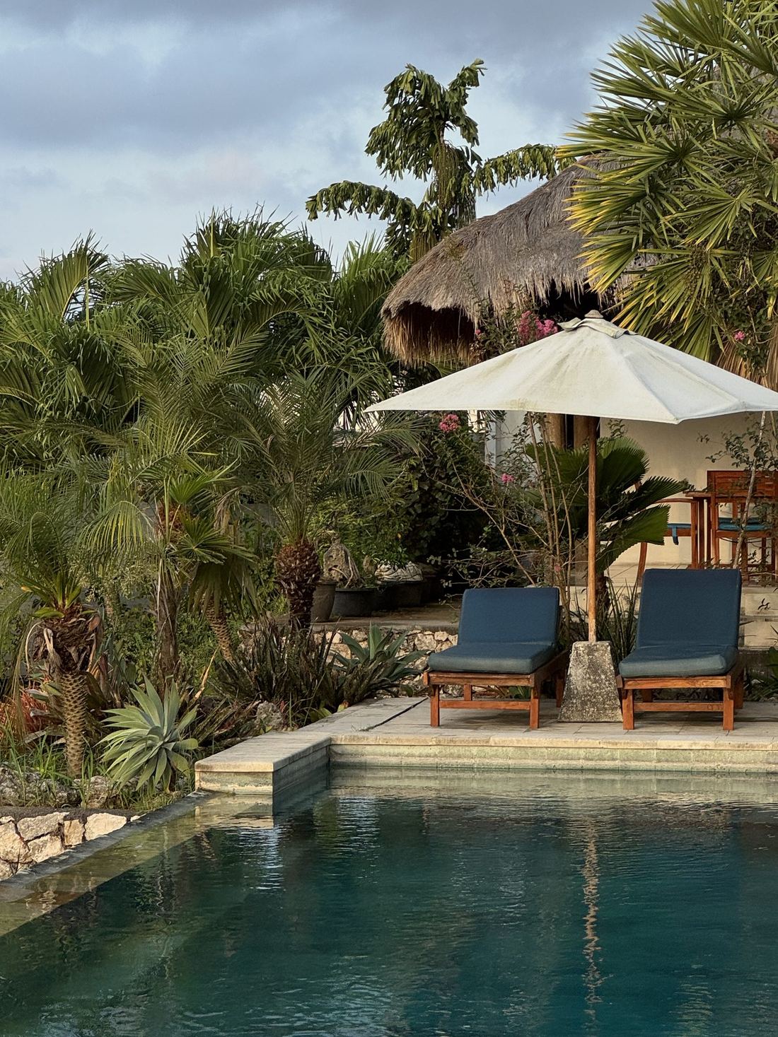 Hillside pool among tropical plants on Nusa Lembongan